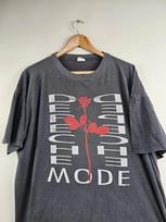 Vintage Depeche Mode Band Print Short Sleeve Punk Yk Top Rock Casual Loose Streetwear Fan Gift Unisex L gray