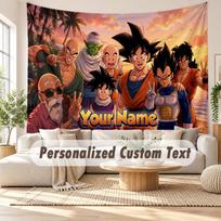 Custom Name Wall Hanging Tapestry,Dragon Ball Decorative Backdrop Tapestry For Dorm Home 100cmx150cm brown