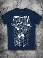 Men's Sambo T-Shirt with Combat Sambo Print, Blue Cotton 2XL gray