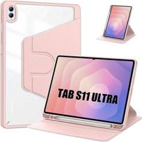 Case for Samsung Galaxy Tab S11 Ultra/S10 Ultra/S9 Ultra/S8 Ultra, Swivel with Pink Pen Holder rožinė
