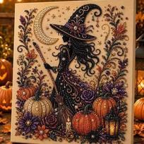 Resin Pearls Ghost Pearl Art DIY Kit Sparkling Texture Preprinted Canvas DIY Pearl Art Kit Color Coded Symbols black