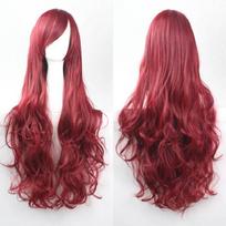 Nuostabus 80 cm ilgio garbanotas perukas, pagamintas iš aukštos temperatūros pluošto, skirtas Cosplay ir kostiumams Wine Red Curly brown