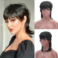 Short Gold Pixie Cut Wig Women Trendy Hair Daily Wear Black white
