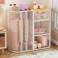 Multi-Use Fitness Storage Organizer Rack Yoga Mat Dumbbells Foam Roller Basketball Home Gym Equipment White without Wheels beige