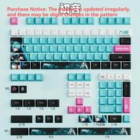 Cartoon anime Hatsune Miku keycap cherry height pbt heat sublimates material keyboard cap cross axis replacement key set blue