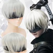 NieR: Automata 2B 9S Anime Cos Wig Silver Grey Short Straight Cosplay Synthetic Wig YoRHa No.9 Model S Wig One Size gray