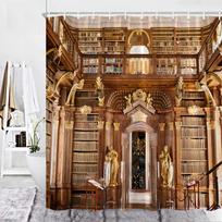 3D Bibliotekos Dušo Užuolaida, Senovinė Knygų Lentyna Knygos Gotikinė Magija Poliesterio Spausdintas Audinys Vonios Kambario Dekoratyviniai Vonių Aksesuarai W90xH180cm black