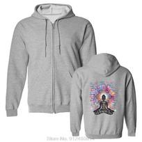 Hoodie Namaste Buddha Flowers Positive Quotes Colour Explosion Hoody Fashion Cotton Slim Fit Sweatshirt Solid Color Company 3XL gray