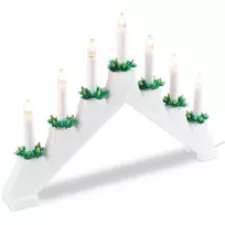 Elektrinė adventinė žvakidė 7 žvakių, balta, 41,5 × 5,5 × 29 cm