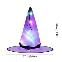 Halloween Led Witch Hat Light Witch Hat Luminous Festival Dress Up Hat Halloween Decoration Day Of The Dead Party Cosplay Props purple