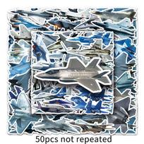 50 Fighter Jet Military Stickers for Skateboards, Luggage, Laptops, Cars, and Motorcycles gray