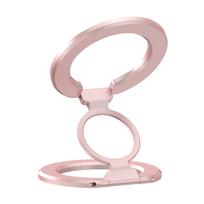 Dual-Sided MagSafe Magnetic Phone Holder with Aluminum Alloy Ring Stand rožinė