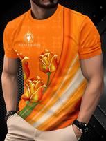 Netherlands King'S Day Koningsdag Tulip T-Shirt Orange Lion Crown Print Men'S Short Sleeve, Plus Size 6XL įvairiaspalvis