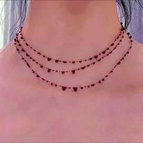 Blood Drop Tassel Choker Gothic Blood Drop Necklace Gothic Blood Drop Bracelet  Women Gifts 3 Layed Necklace brown
