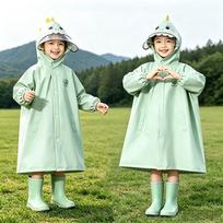 Cartoon Full-Body Stormproof Children's Raincoat with Backpack Compartment for Boys, Girls, Kids, and Babies 3XL (Recommended Height 145-160cm) beige