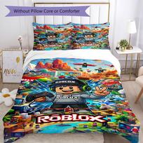 Roblox Bedding Set Breathable Duvet Cover with Pillowcases Decorative Bed Linen for Bedroom Home Decoration Birthday Gift 135cmx200cm