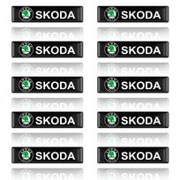 10/Pcs Car Styling 3D Emblem Epoxy Decoration Stickers For Skoda Yeti VRIS QW6 Octavia a5 a7 Karoq Kamiq Fabia Kodiaq Car Logo Decal gray