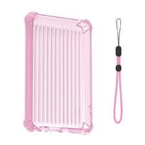 Textured TPU MP3 Player Case for Innioasis Y1 MP3 Player, Daily Carry Cover with Precise Openings and Wrist Strap skaidri rausva spalva