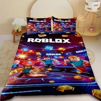 Cartoon R-RobloxeS Gaming Bedding Set 2/3Pcs Duvet Cover with Pillowcases Comforter Cover for Kids Boys Bedroom Decor Queen 140cmx200cm