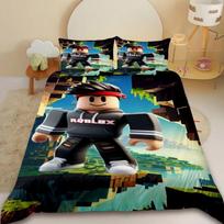 Cartoon R-RobloxeS Gaming Bedding Set 2/3Pcs Duvet Cover with Pillowcases Comforter Cover for Kids Boys Bedroom Decor Queen 140cmx200cm