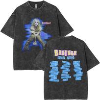 Britney Spears The Britney Tour 2001 Vintage Washed T Shirt Men Women Casual Retro Oversized Short Sleeve T-shirts Streetwear L gray