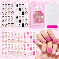 120pcs Colorful Press On Nails Glossy Finish Kids Fake Nails New Fake Nail Tips  for Children 120pcs-B