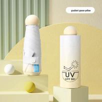 Mini Five-Fold Ultra-Light Gradient Umbrella: Portable, UV Protection, Black Glue, Dual-Use for Sun & Rain. white