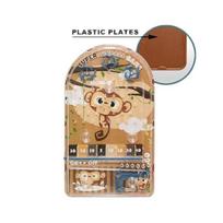 Mini Pinball Strategy Game Machine Cartoon Frog and Kitten Educational Toy for Kids Interactive Labyrinth Beads Party Fun beige