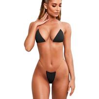 Ultra Light Bikini Clear Strap Women's Swimsuit Chest Pad Bikini Swimsuit XL beige