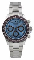 TECHNOS Chronograph 10 ATM Water All Stainless Ice Blue x [TECHNOS] Watch, Resistant, Steel, Brown, T4251-AI, Men's gray