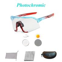 Photochromic Sun Glasses Baseball Cycling Running MTB Bike Bicycle Goggles with Box for Gentlemen Women Outside Sports Eyeglasses white