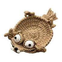Yousheng Handmade Crochet Squirrel Coaster, Funny Frog Duck Stress Relief Cup Mat, Cute Animal Drink Coaster for B brown