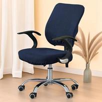 2Pcs/Set New High Elastic Office Chair Covers Plaid Velvet Thicken Computer Chair Cover Solid Color Removable Armchair Cover tamsiai mėlyna spalva