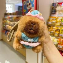 Knitted Hawaiian Series Color Rope Pendant Bikini Capybara Plush Toy Penguin Pendant Kapibara Doll 12cm【50g】 black