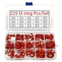 225PCS Heat-Resistant Silicone O-Ring Set Oil-Resistant High-temperature Resistant O-Ring Combo Pack Different Size Red Silicone raudona