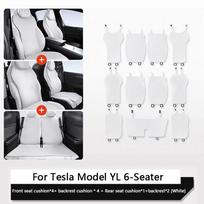For Tesla Model YL 6-Seater Car Ice Silk Seat Cover Cushion Breathable Comfortable Seat Protector Pad Car Interior Accessories Ice Silk&Four Seasons white
