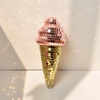 Handmade Disco Ball Ice Cream Figurine Colorful Ornament For Home Decor Table Centerpiece Birthday Party For Teens And Kids beige