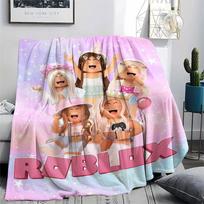 Roblox Pink Printed Flannel Blanket, soft throw for bedroom sofa, washable, Christmas present, great gift. 130cmx150cm