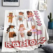 Roblox Pink Printed Flannel Blanket, soft throw for bedroom sofa, washable, Christmas present, great gift. 130cmx150cm