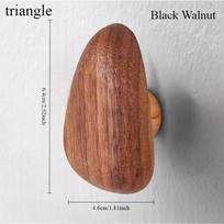 Nordic creative solid wood pebble-shaped cabinet door drawer handle black walnut