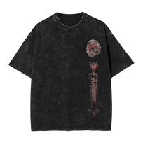 Classic FPS Game DOOM Peripherals Graphic Print T-shirts Vintage Washed Streetwear Harajuku Cotton Tops Men Women Tee S black