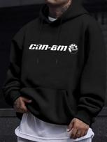 Navy Blue  Can-Am  Graphic Hoodie - Casual Pullover with Drawstring S black