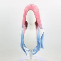 Mizi Cosplay Anime Alien Stage Costume Wig Dark Blue Dress Pink Blue Long Hair Gloves Stockings Belt Set Uniform for Christmas XXL&Mizi pink