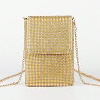 Mobile Phone Bag Women's Messenger Bag Fine Flash New Fashion Women's Bag Mini Bag Gold