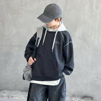 Boys Casual Hooded Long Sleeve Sweatshirt Big Kids Spring Autumn Outerwear Top 170cm pilka