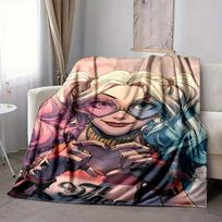 1 vnt. Harley Quinn Džokerio flanelinis pledas Lengvas minkštas šiltas visų sezonų pledas sofai, lovai, kelionėms, stovyklavimui L1024164 80x120cm gray