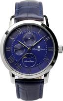 Moon 5 ATM Water Leather Limited [Salvatore Marra] Men's Watch, Phase, Multi-Calendar, Resistant, Business/Formal, Strap, Edition, Silver/Blue, gray