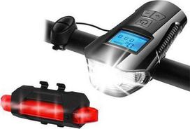 LTC PS Dviračio rinkinys su spedometru, 1 x LED SMD 10 W, 1000 lm + 5 x LED SMD 50 lm, akumuliatorius 1200/300 mAh, signalas, Micro USB.