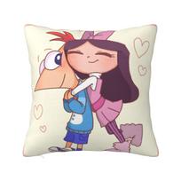 Pillow Cover P-Phineas And F-Ferbs Pattern Cushion Cover Funny Pillow Case For Sofa Bedroom Home Decor Pillowcases Peach skin 18*18(CM)-1Pcs