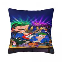 Pillow Cover P-Phineas And F-Ferbs Pattern Cushion Cover Funny Pillow Case For Sofa Bedroom Home Decor Pillowcases Peach skin 18*18(CM)-1Pcs blue